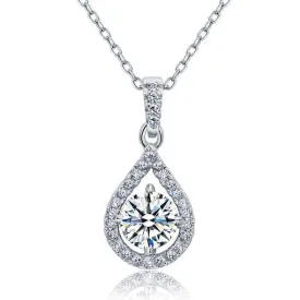 1 Carat Pear Shape Silver Necklace