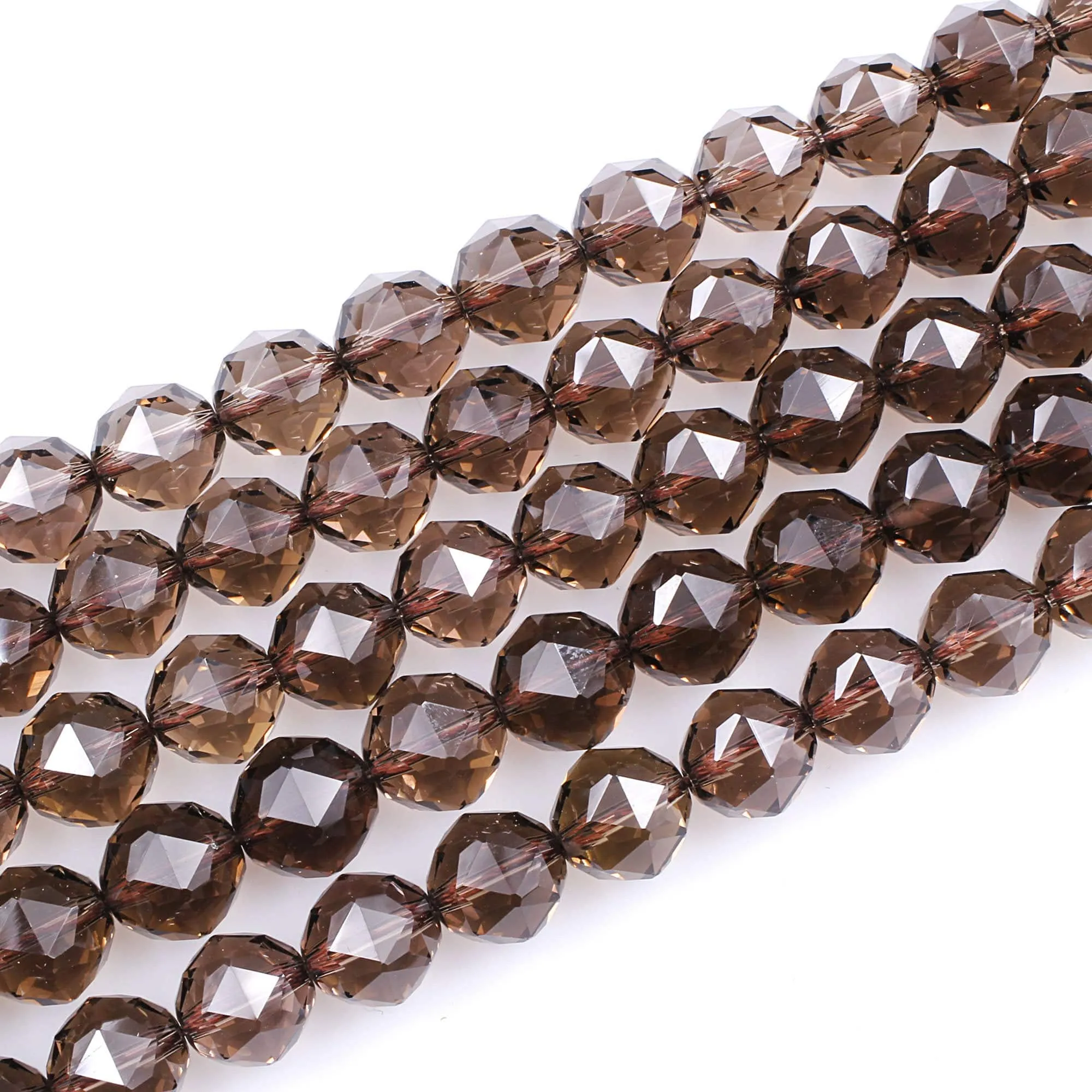 AAA Gem Grade Genuine Natural Smoky Quartz Beads Faceted 6mm 8mm 10mm 12mm 14mm Round Gemstone New Double Hearted Star Cut 16" Strand