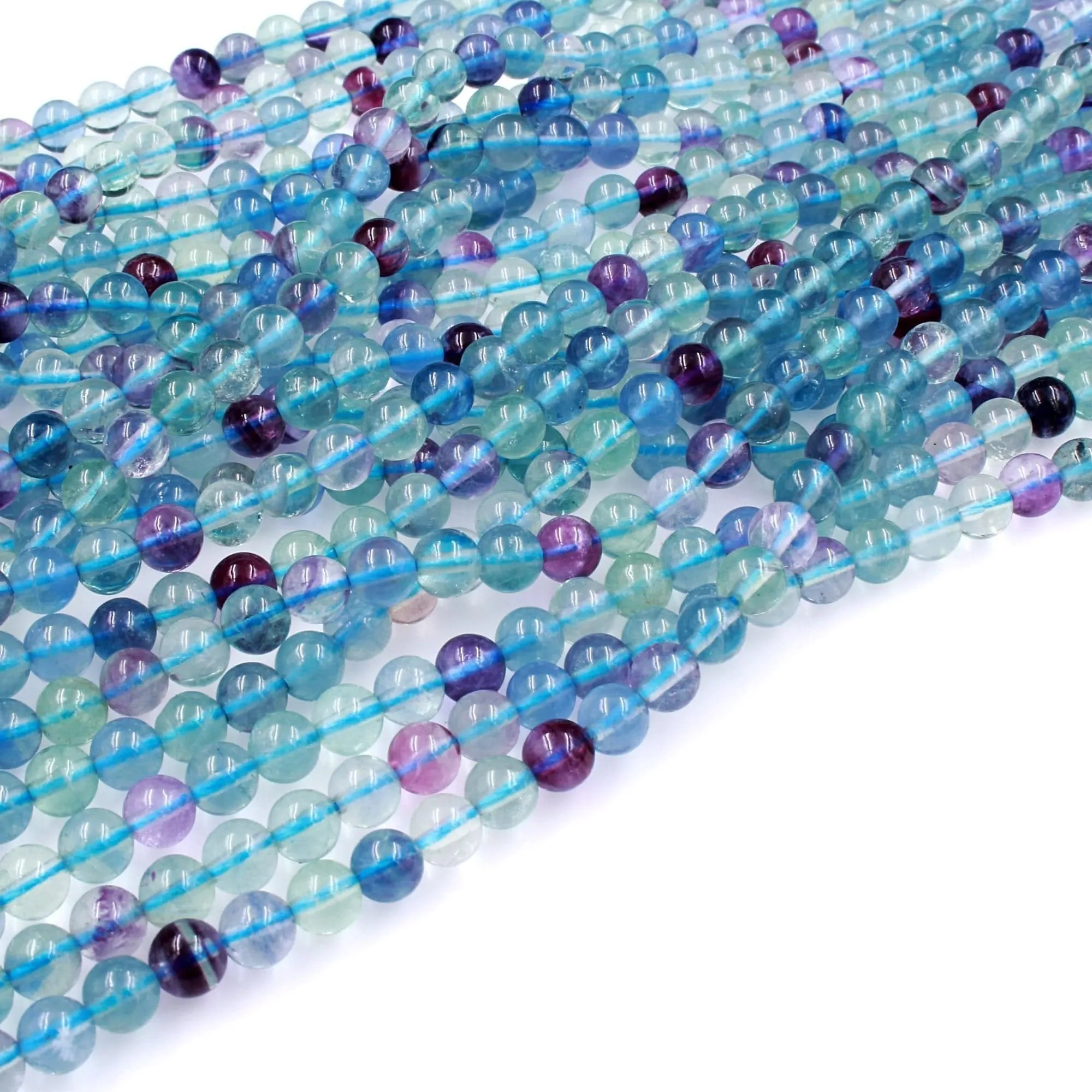 AAA Grade Natural Fluorite 6mm Round Beads Superior Quality Natural Purple Green Blue Gemstone Beads 16" Strand