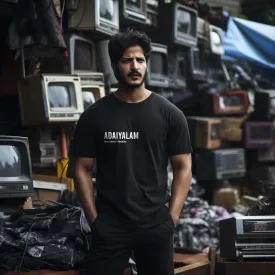 Adayalam | Tamil Oversized T-Shirt (Black) (Right Pocket)