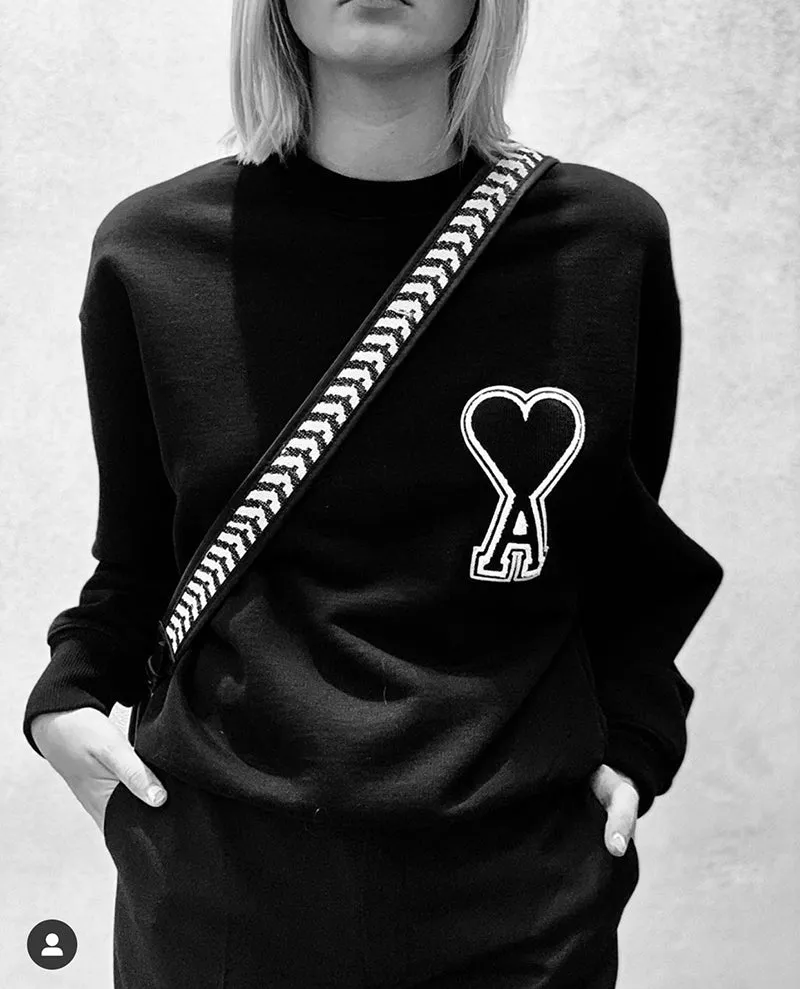 AMI Paris Ami de Coeur logo Crewneck - Black