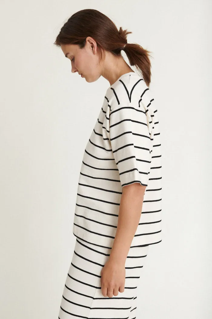 Anneli Oversized Tee - Birch/Black