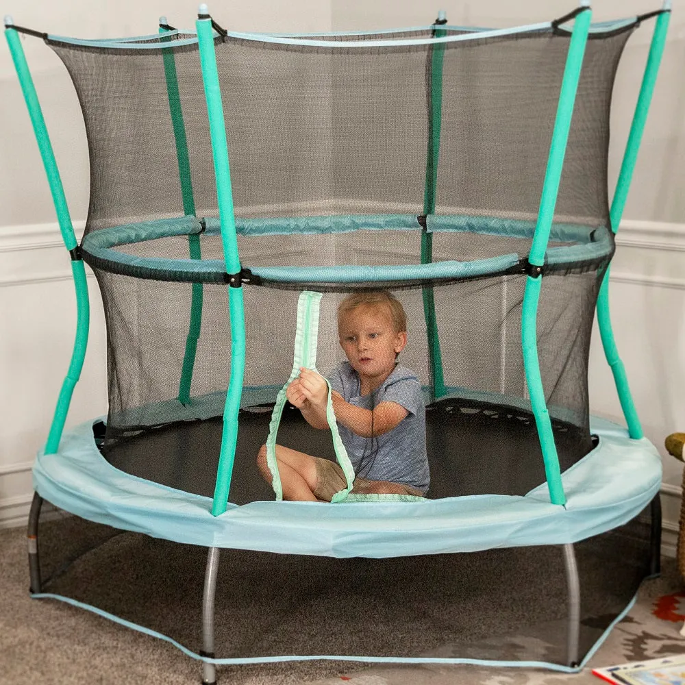 Classic Blue Round Mini Trampoline with Enclosure