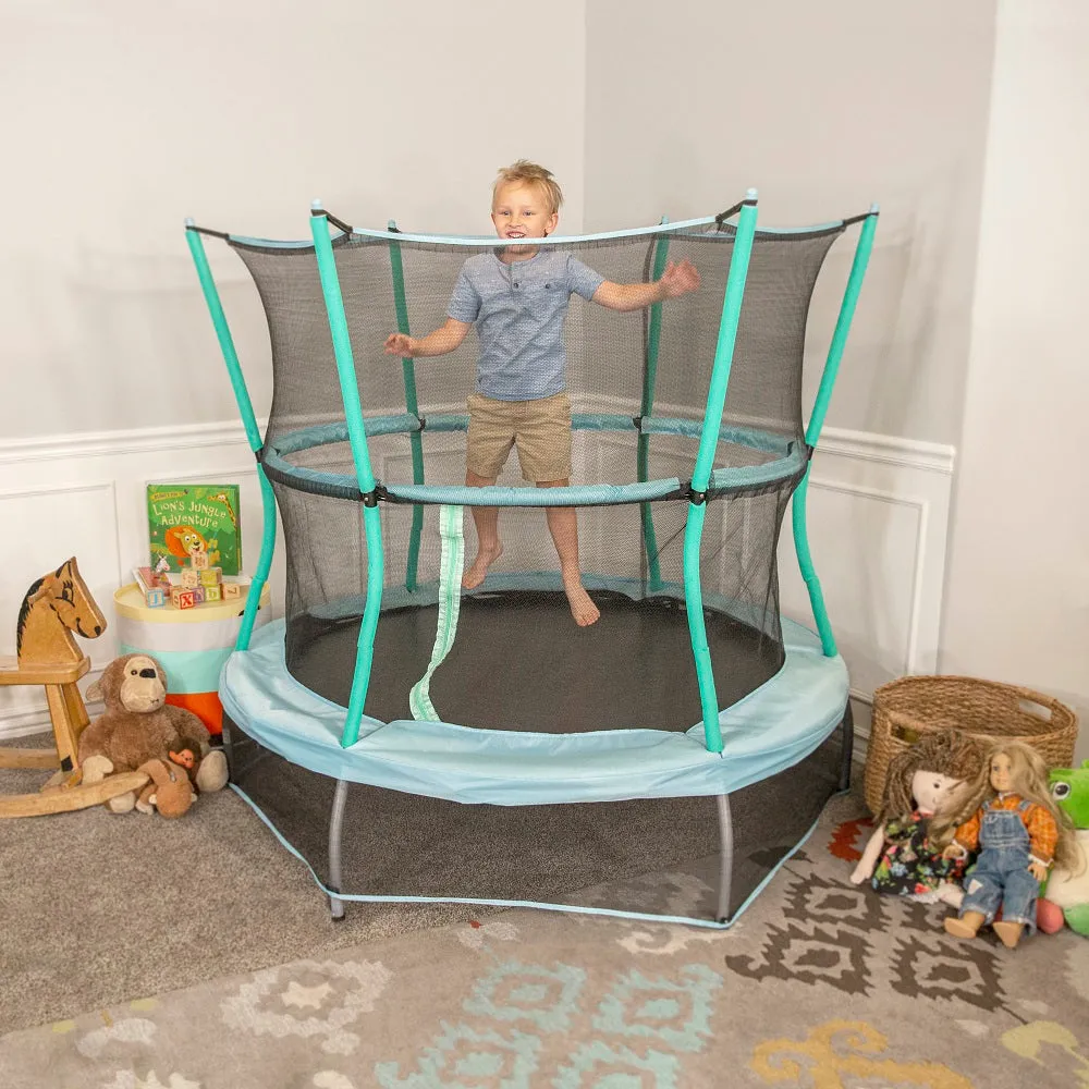 Classic Blue Round Mini Trampoline with Enclosure