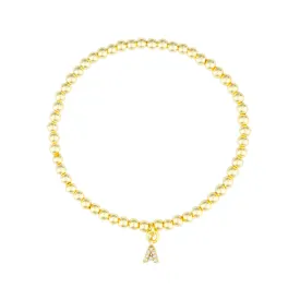 CLEAR CZ IDENTITY BRACELET GOLD - CHOOSE YOUR INITIAL