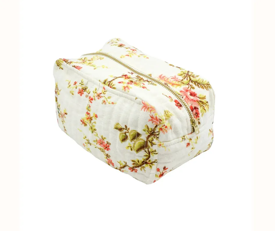 Cosmetic bag linen - flower branch