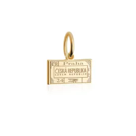 Czech Republic Passport Stamp Charm Solid Gold Mini