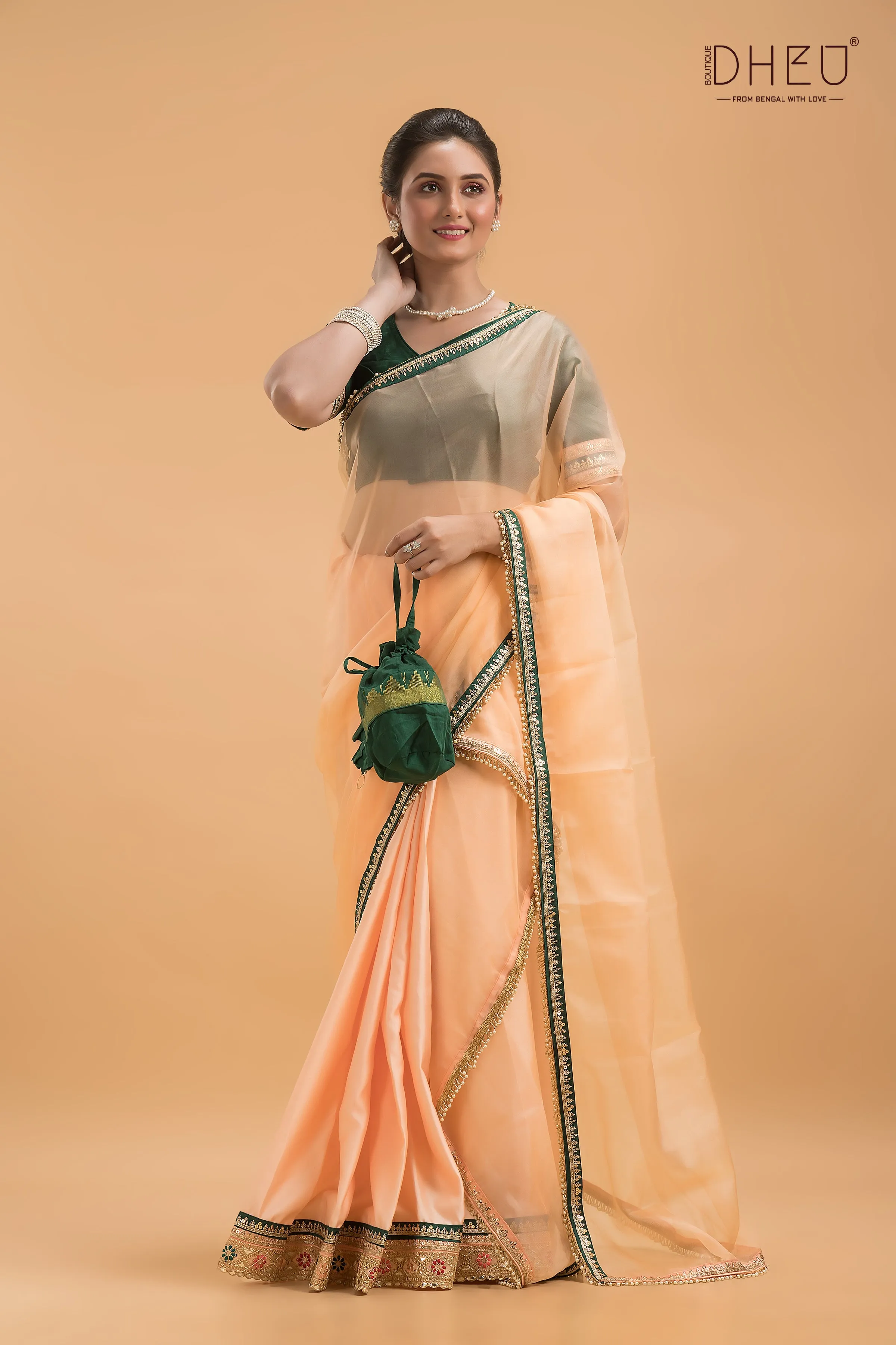 Dheu Exclusive -Designer Organza Mekhela Sador