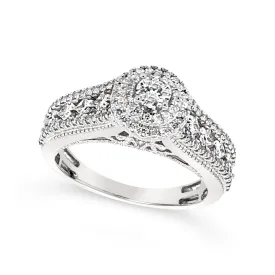 Double Halo and Double Diamond Row Engagement Ring