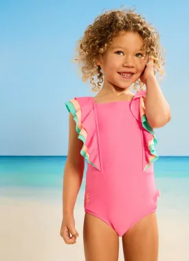 Essentials Girls Colour Blocked One Piece - Peony