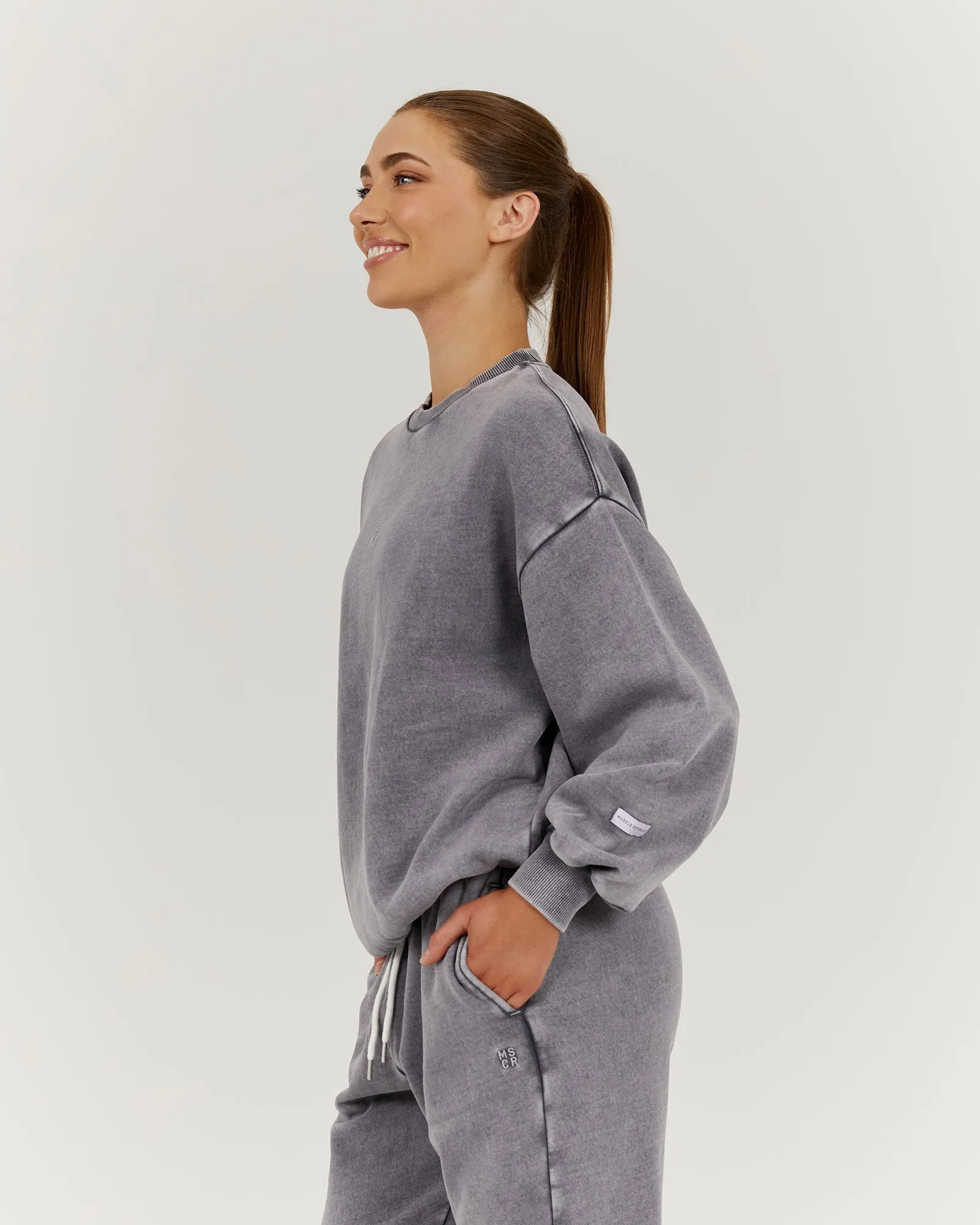 FADED OVERSIZED CREW - FADED GREY