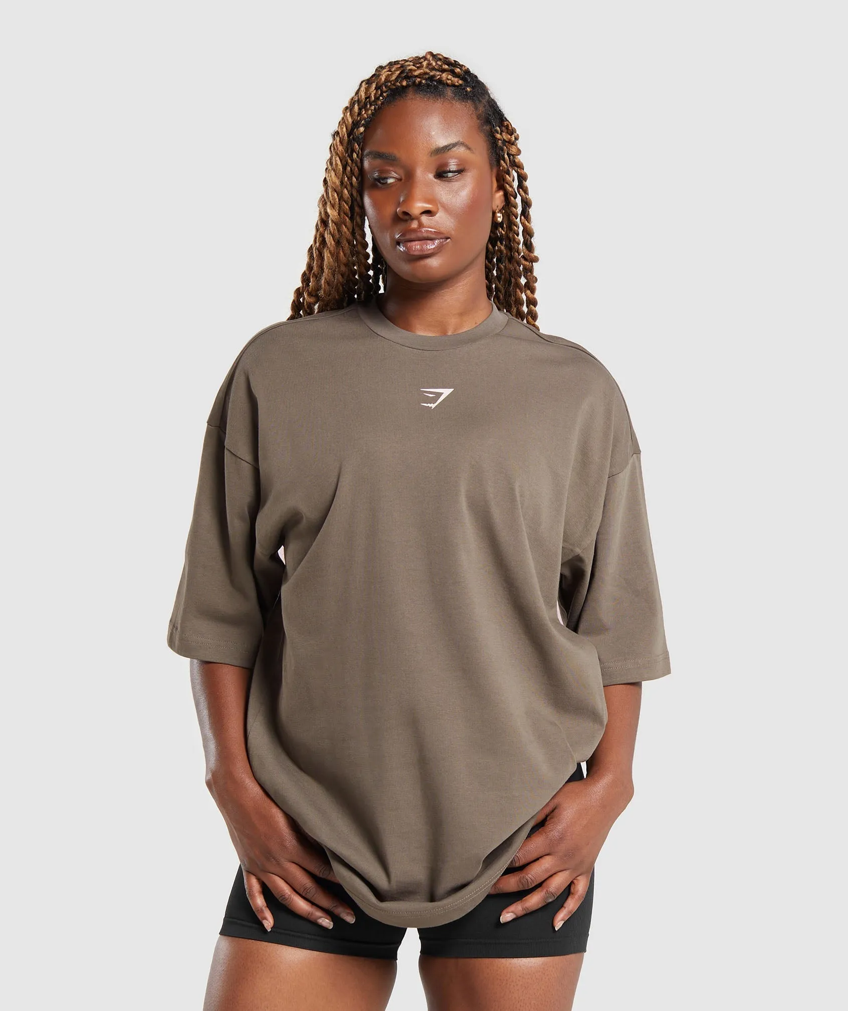 Gymshark American Muscle Oversized T-Shirt - Camo Brown