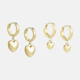 Heart Charm Earrings Set - Mom & Mini