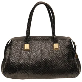 Judith Leiber Black Snake Skin Bag W/ Gold Detail