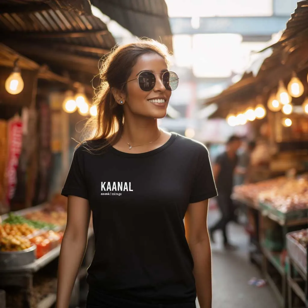 Kaanal | Tamil Oversized T-Shirt (Black) (Right Pocket)