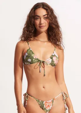 Paradise Garden Drawstring Bralette - Avocado