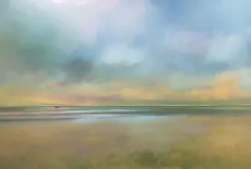 "Peaceful Reflection" by Michael Marrinan - Large Transitional Coastal Oil Painting