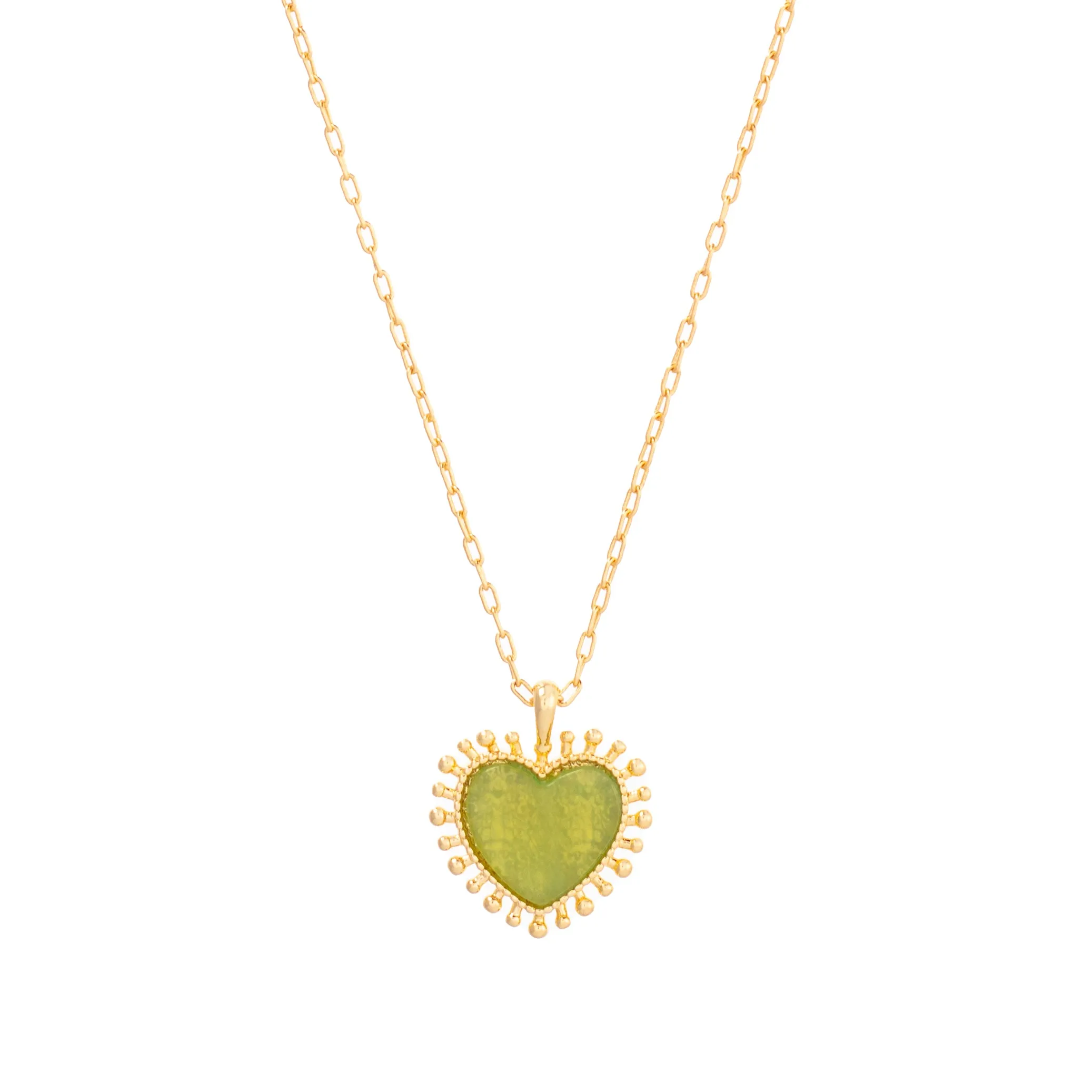 Talis Chains Mini Heart Pendant - Green Jade