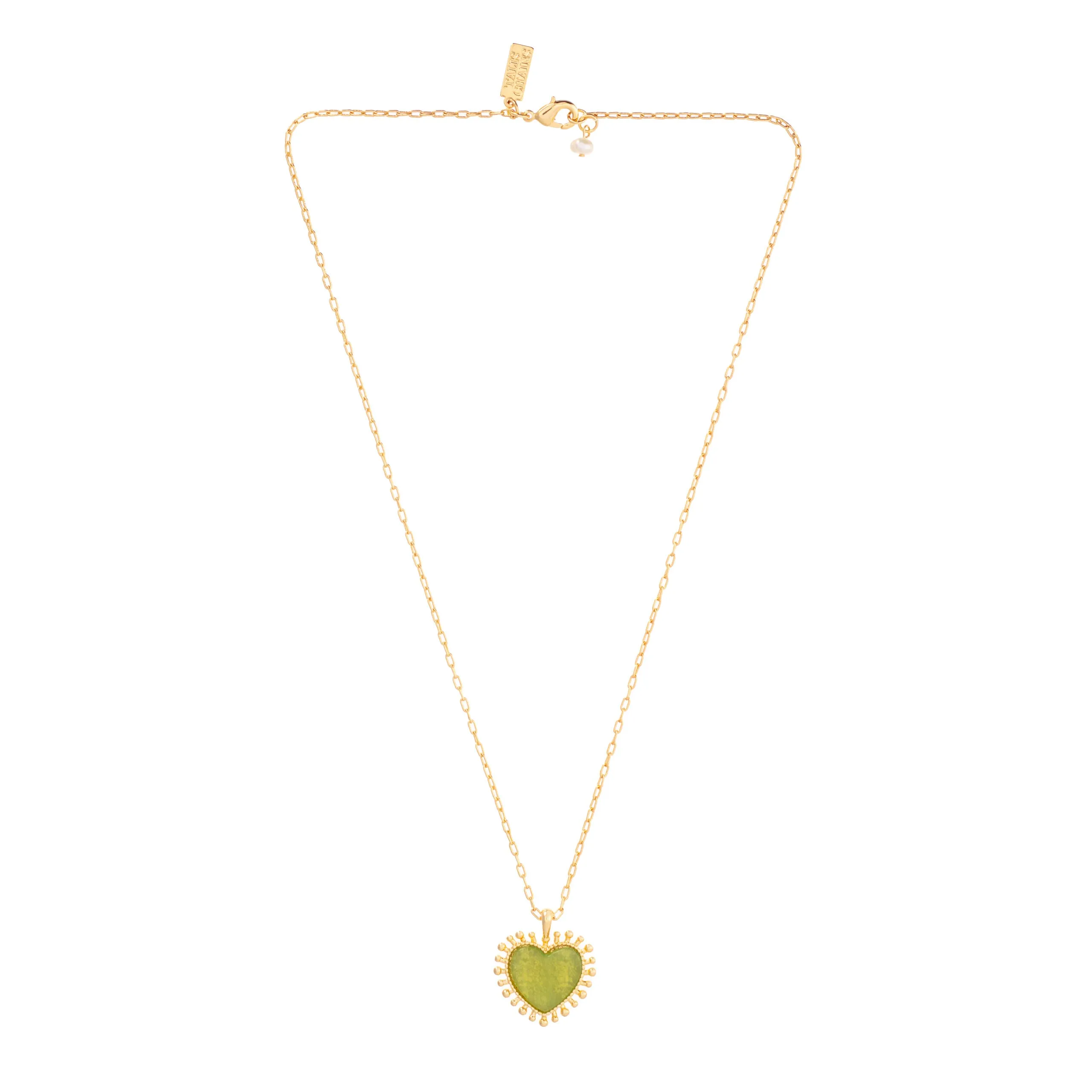 Talis Chains Mini Heart Pendant - Green Jade