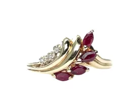 Yellow Gold Ruby and Diamond Ring (Authentic Pre-Owned)